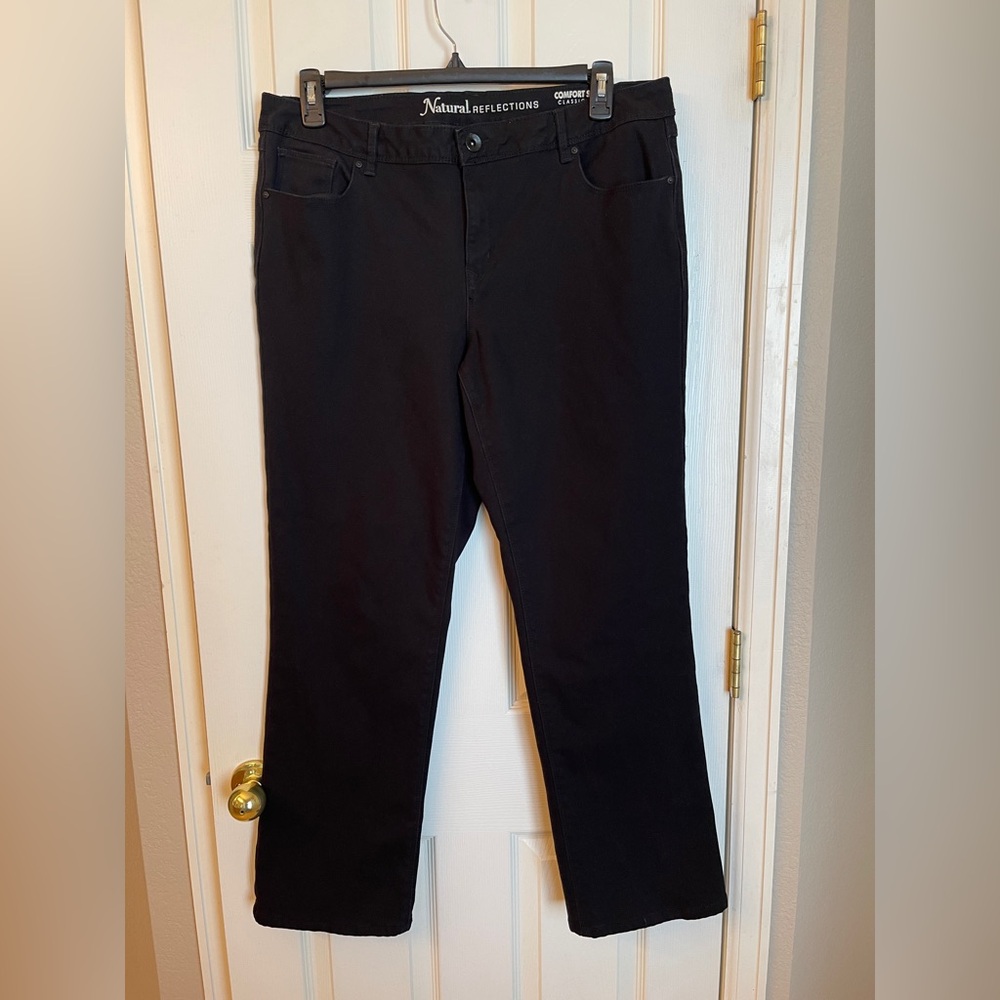 Natural Reflections Comfort Stretch Flannel Lined Black Pants Classic Fit‎ 16 - Picture 2 of 9